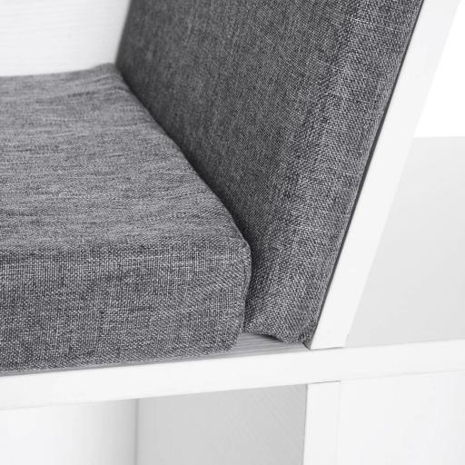 Estantería Librería con Asiento 6 Cubo Librería Original Infantil Zapatero con Cojín Estante con Banco Multiusos 102x30x61cm [6]
