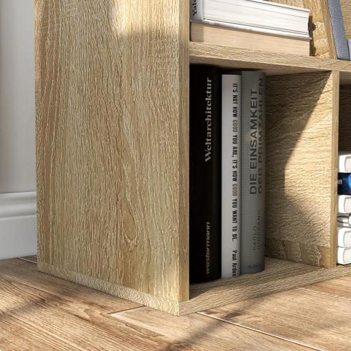 Librería con Asiento Estantería de Libros con 6 Cubos Cojín para Sala de Estar Dormitorio 102x30x61cm Roble y Gris [6]