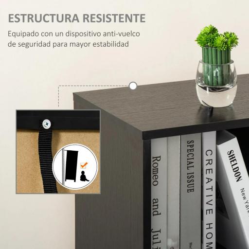 Estantería para Libros con 3 Estantes Abiertos y Cajón Librería Moderno para Almacenamiento Juguetes 40x30x129,5cm Negro [5]