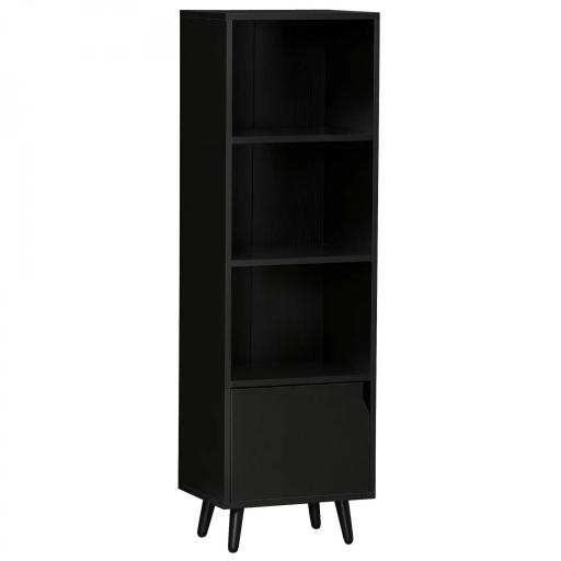 Estantería para Libros con 3 Estantes Abiertos y Cajón Librería Moderno para Almacenamiento Juguetes 40x30x129,5cm Negro [8]
