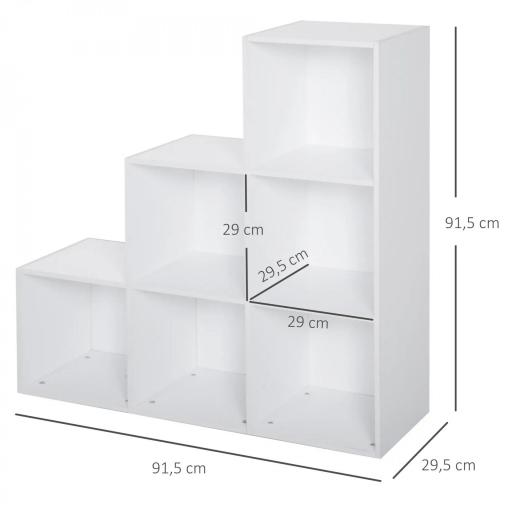 Estantería en Forma de Escalera Armario de Almacenamiento 6 Cubos Estantería de Pie Estante de Exposición 91.5x29.5x91.5cm Madera [1]