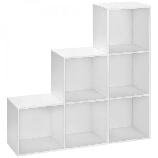 Estantería en Forma de Escalera Armario de Almacenamiento 6 Cubos Estantería de Pie Estante de Exposición 91.5x29.5x91.5cm Madera [7]