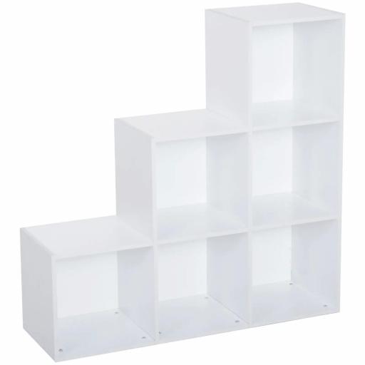 Estantería en Forma de Escalera Armario de Almacenamiento 6 Cubos Estantería de Pie Estante de Exposición 91.5x29.5x91.5cm Madera [9]
