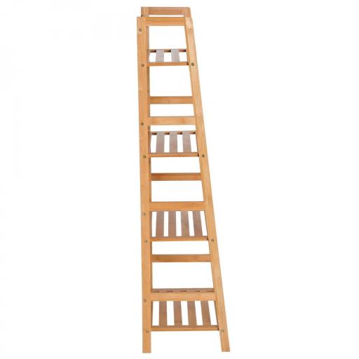 Estantería de Bambú 4 Niveles Estantería Escalera de Baño Librería Organizador Zapatero 48x31,5x120 cm [6]