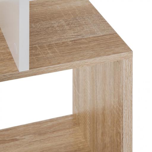 Estantería en Forma de S Alta con 5 Estantes Diseño Moderno para Salón Oficina 60x24x184,5cm Blanco y Madera [6]