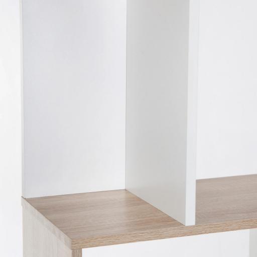Estantería en Forma de S Alta con 5 Estantes Diseño Moderno para Salón Oficina 60x24x184,5cm Blanco y Madera [7]
