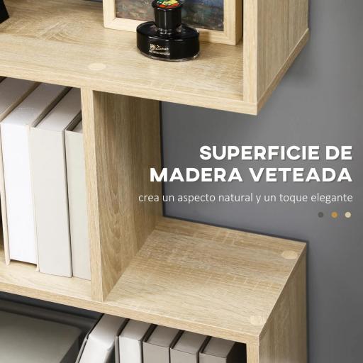 Estantería para Libros Moderna Librería con 6 Estantes para Comedor Salón Estudio 80x23x192 cm Roble [4]
