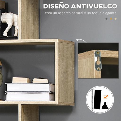 Estantería para Libros Moderna Librería con 6 Estantes para Comedor Salón Estudio 80x23x192 cm Roble [2]