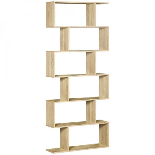 Estantería para Libros Moderna Librería con 6 Estantes para Comedor Salón Estudio 80x23x192 cm Roble [8]