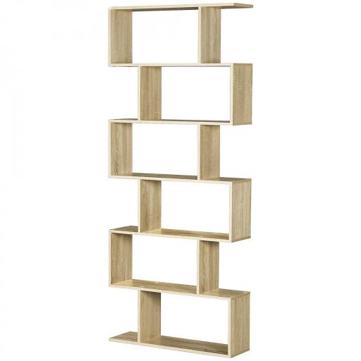 Estantería para Libros Moderna Librería con 6 Estantes para Comedor Salón Estudio 80x23x192 cm Roble [9]