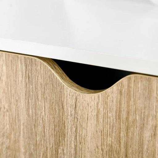 Estantería en Forma de Escalera de Madera Librería con 3 Estantes y 1 Armario de Almacenaje 60x40x171 cm Roble y Blanco [6]