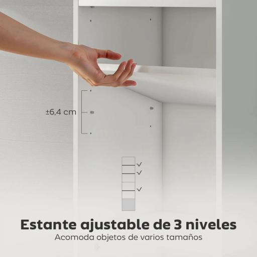 Librería de 5 Niveles Estantería para Libros Moderna con Estantes Abiertos y Puerta 40x30x156 cm Blanco [3]