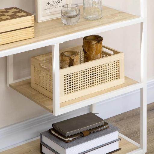 Estantería con Marco de Acero y Estantes de Melamina para Salón Oficina Estudio 83x34x180 cm Roble y Blanco [6]