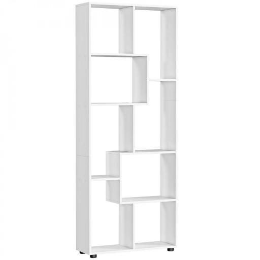 Estantería Moderna Vertical Diseño de Librería con 8 Estantes E1 Tablero de Partículas 70x24x178cm Blanco [10]