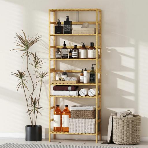 Estantería de Bambú de 6 Niveles Librería para Espacios Pequeños Baño Sala de Estar y Cocina Natural [3]
