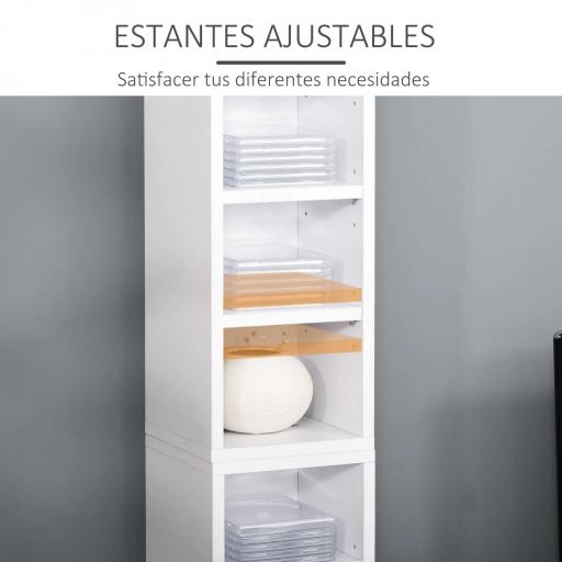  2 Estanterías para CD o DVD con 12 Compartimentos para 204 CD's y Estante Ajustable 21x22,5x88,5 cm Blanco [4]