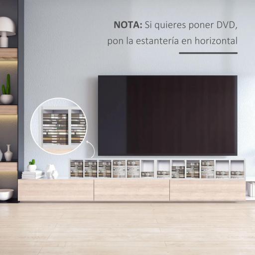  2 Estanterías para CD o DVD con 12 Compartimentos para 204 CD's y Estante Ajustable 21x22,5x88,5 cm Blanco [6]