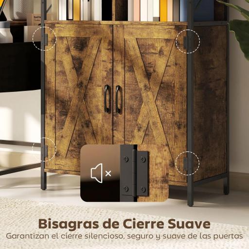 Estantería de Libros con 6 Compartimentos Abiertos y Estante Ajustable para Salón Oficina 75x34x172 cm Marrón Rústico [2]