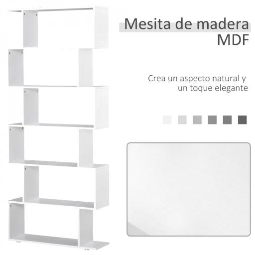 Estanteria Libreria 6 Estantes Madera Forma S 80x24x191 cm Estantes Color Blanco [2]
