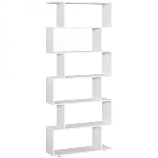 Estanteria Libreria 6 Estantes Madera Forma S 80x24x191 cm Estantes Color Blanco [9]