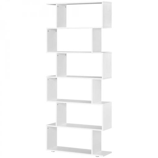 Estanteria Libreria 6 Estantes Madera Forma S 80x24x191 cm Estantes Color Blanco [8]
