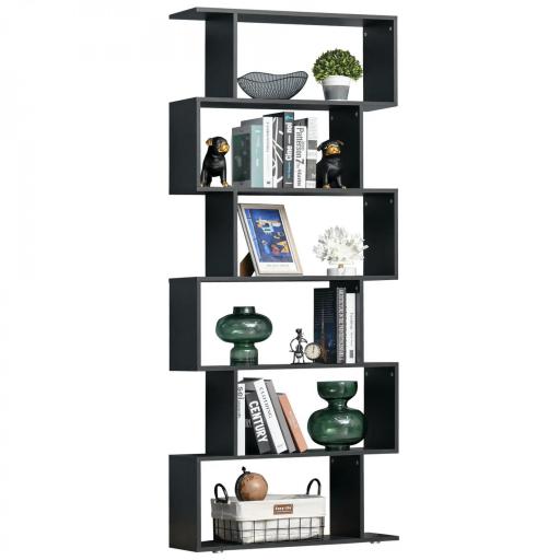Estantería Librera 6 Estantes Madera Forma S 80x24x191 cm Estantes Color Negro [9]