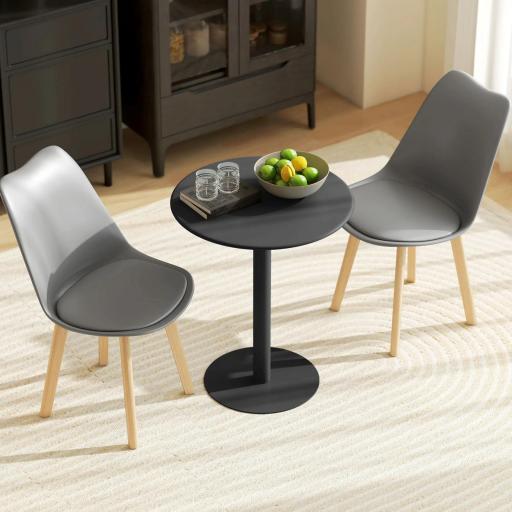 Mesa de Comedor Redonda para 2 Personas Mesa de Cocina de Acero para Interior y Exterior Ø60x72 cm Negro [4]