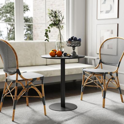 Mesa de Comedor Redonda para 2 Personas Mesa de Cocina de Acero para Interior y Exterior Ø60x72 cm Negro [5]