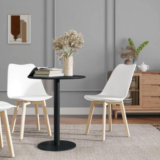 Mesa de Comedor Redonda para 2 Personas Mesa de Cocina de Acero para Interior y Exterior Ø60x72 cm Negro [6]
