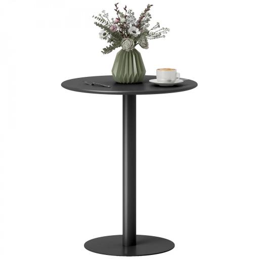 Mesa de Comedor Redonda para 2 Personas Mesa de Cocina de Acero para Interior y Exterior Ø60x72 cm Negro [8]