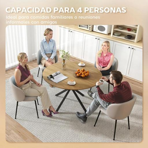 Mesa de Comedor Redonda para 4 Personas con Estructura de Acero Ø120x75 cm Roble [3]