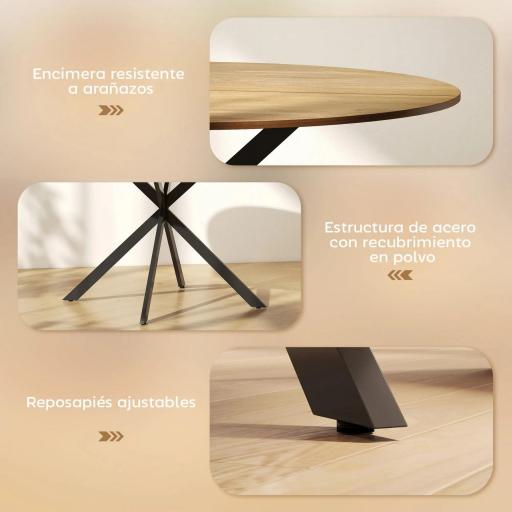 Mesa de Comedor Redonda para 4 Personas con Estructura de Acero Ø120x75 cm Roble [4]