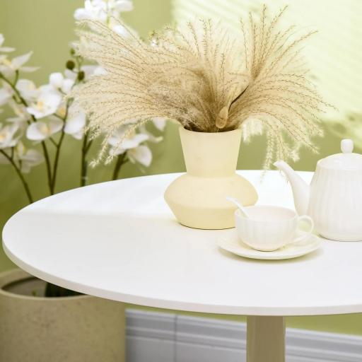 Mesa de Comedor Redonda Mesa de Cocina para 2 Personas con Base de Acero y Almohadilla Antideslizante Ø80x75 cm Blanco [7]