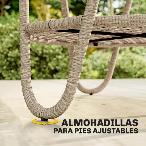 Mesa de Jardín Exterior de Ratán Mesita Auxiliar de Jardín con Estante Tablero de Vidrio Templado 65x65x50 cm Amarillo [7]