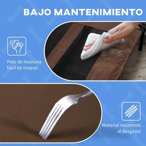 Cama Elevada para Perros Gatos Portátil Cama para Mascotas con Zona de Malla Transpirable y Tela Oxford para Interior Exterior 122x92x23 cm Café [4]