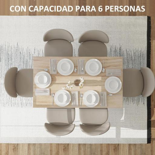 Mesa de Comedor Rectangular 140x80 cm para 6 Personas Tablero Laminado de 30 mm y Patas Robustas Estilo Moderno Natural [3]