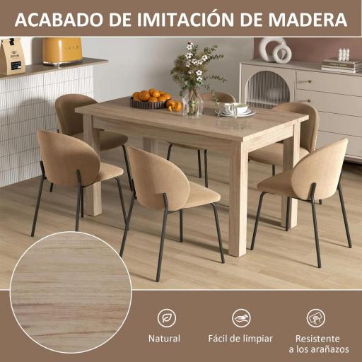 Mesa de Comedor Rectangular 140x80 cm para 6 Personas Tablero Laminado de 30 mm y Patas Robustas Estilo Moderno Natural [4]