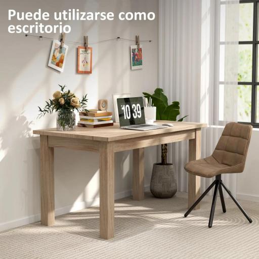 Mesa de Comedor Rectangular 140x80 cm para 6 Personas Tablero Laminado de 30 mm y Patas Robustas Estilo Moderno Natural [5]
