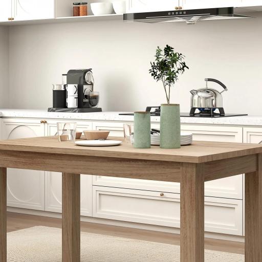 Mesa de Comedor Rectangular 140x80 cm para 6 Personas Tablero Laminado de 30 mm y Patas Robustas Estilo Moderno Natural [6]