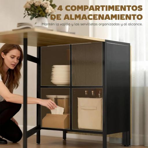 Mesa Plegable de Comedor con Alas Abatibles 4 Compartimentos 3 Formas para Cocina Salón 169x60x75 cm Natural Oscuro [4]