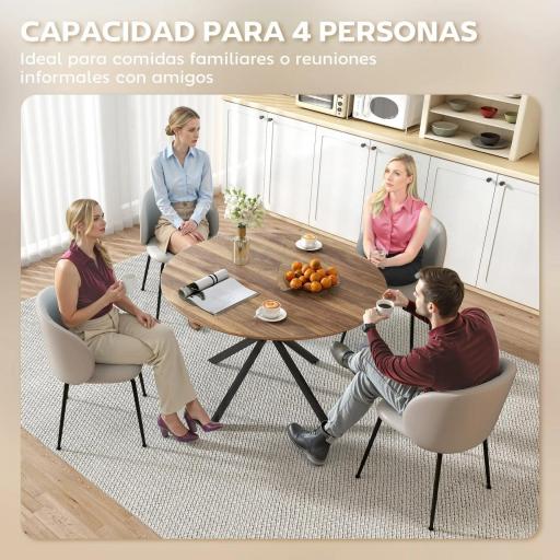 Mesa de Comedor Redonda para 4 Personas con Estructura de Acero Ø120x75 cm Marrón Oscuro [6]