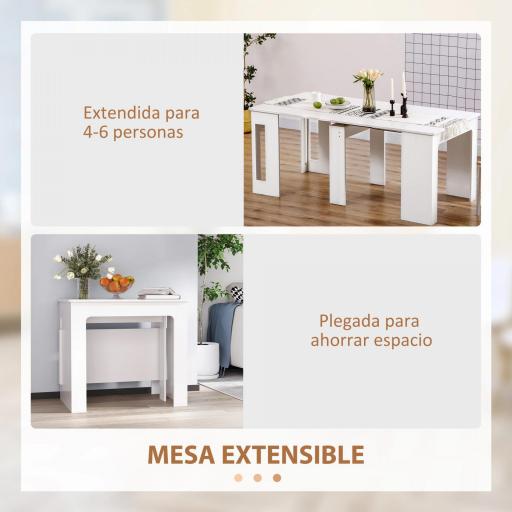 Mesa de Comedor Extensible para 4-6 Personas Mesa Auxiliar Multifuncional para Estudio Cocina 180x85x75 cm Blanco [9]