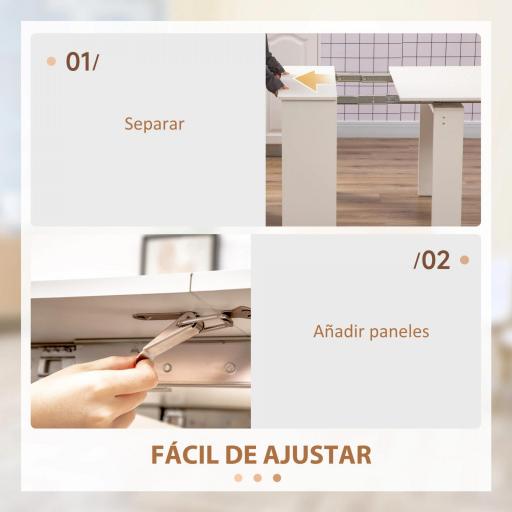 Mesa de Comedor Extensible para 4-6 Personas Mesa Auxiliar Multifuncional para Estudio Cocina 180x85x75 cm Blanco [2]