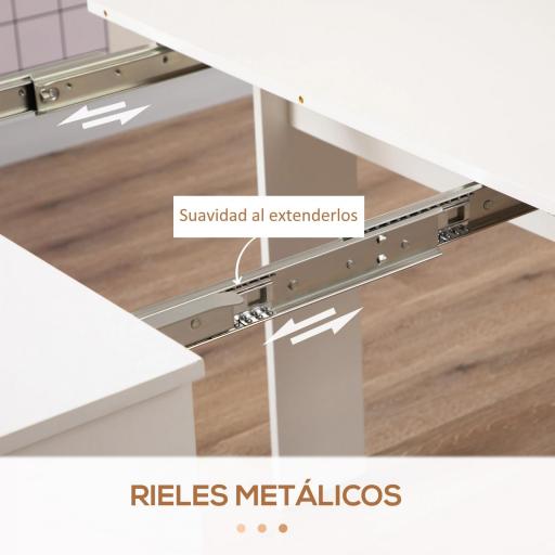 Mesa de Comedor Extensible para 4-6 Personas Mesa Auxiliar Multifuncional para Estudio Cocina 180x85x75 cm Blanco [5]