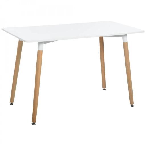 Mesa de Comedor Estilo Nórdico Mesa de Cocina con Patas de Madera de Haya Estructura de Metal 120x60x75 cm Blanco [10]