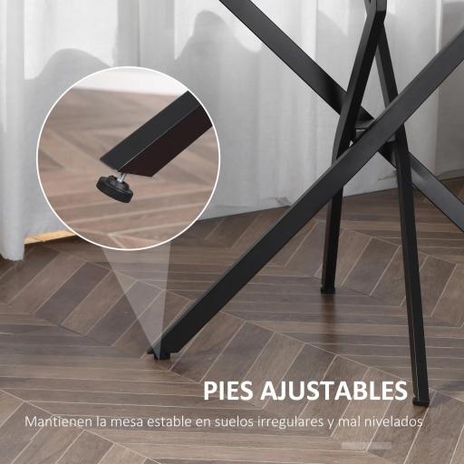 Mesa de Comedor Redonda con Encimera de Cristal Templado Transparente y Patas Cruzadas de Metal Mesa de Centro Moderna para Salón Ø80x75 cm Negroo [4]