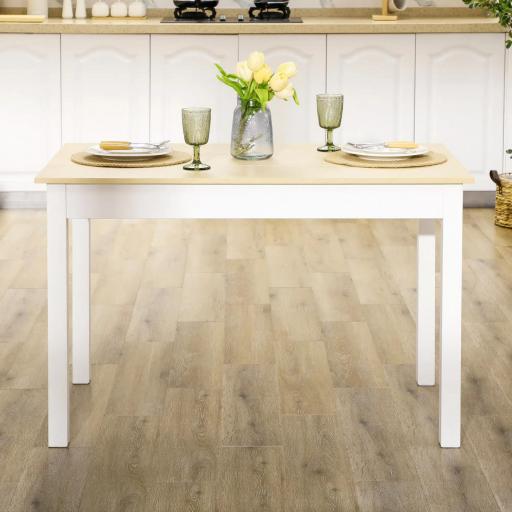 Mesa para 4-6 Personas para Comedor Cocina Salón de Melamina de Madera de Estilo Moderno 119x70x75 cm Roble y Blanco [4]