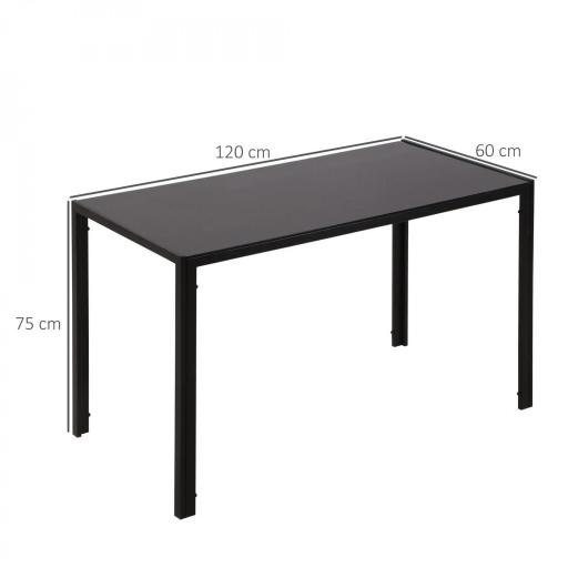 Mesa de Cocina de Cristal para 4-6 Personas con Patas de Metal Multifuncional para Cocina Salón 120x60x75 cm Negro [1]
