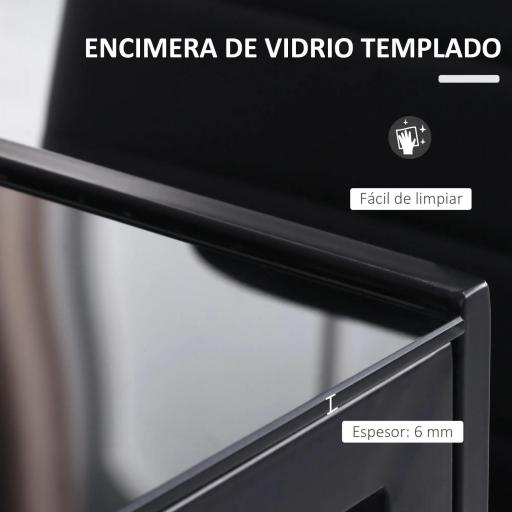 Mesa de Cocina de Cristal para 4-6 Personas con Patas de Metal Multifuncional para Cocina Salón 120x60x75 cm Negro [4]