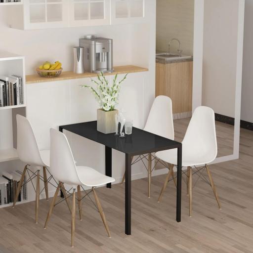 Mesa de Cocina de Cristal para 4-6 Personas con Patas de Metal Multifuncional para Cocina Salón 120x60x75 cm Negro [7]